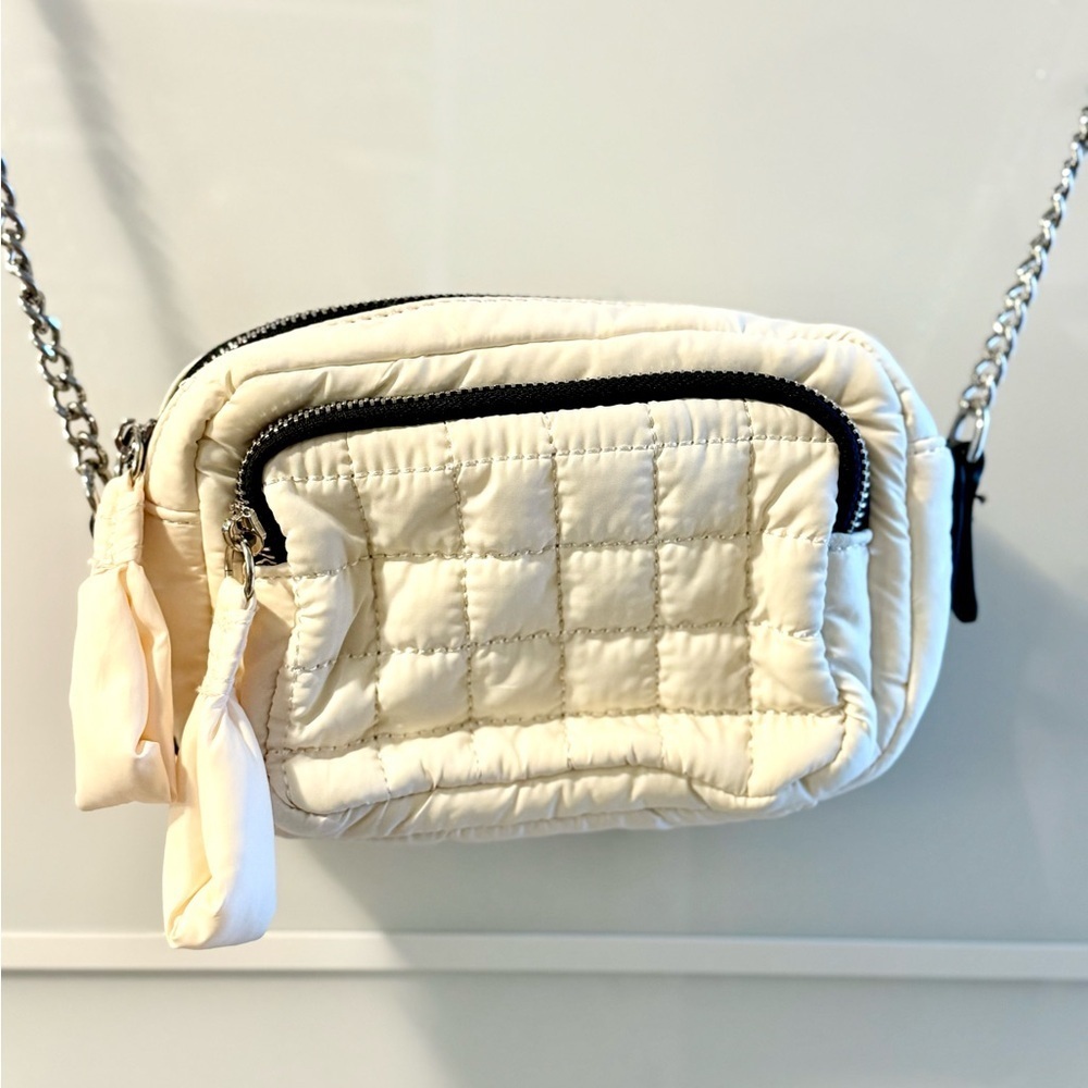 Cream Quilted Crossbody Bag